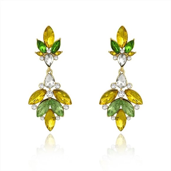 Beautiful Zircon Leaf Earrings